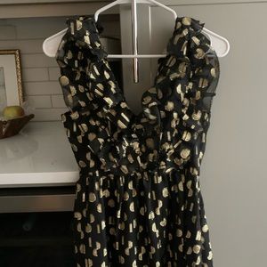 Madewell Metallic Clipdot Open-Back Ruffle Maxi Dress